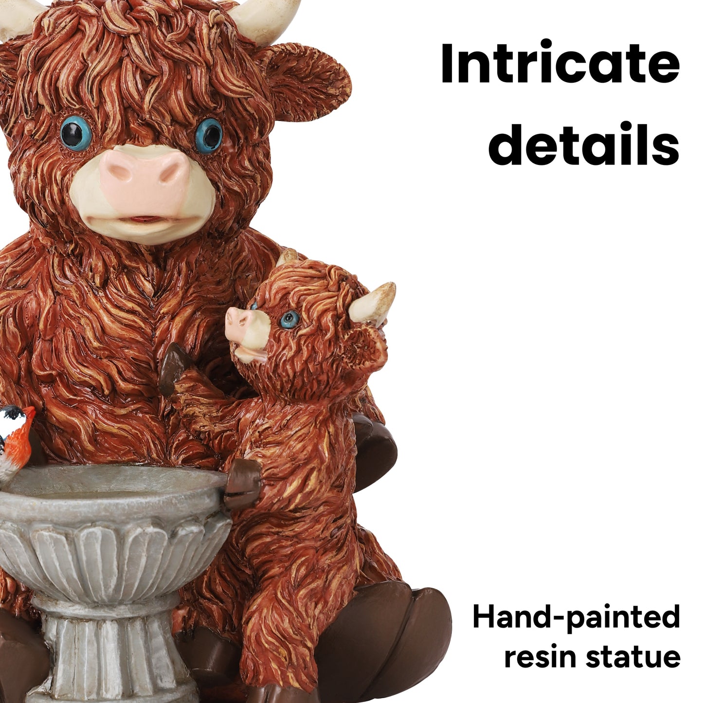 Meadow Mama & Calf Outdoor Solar Garden Statue with Integrated LED Lantern