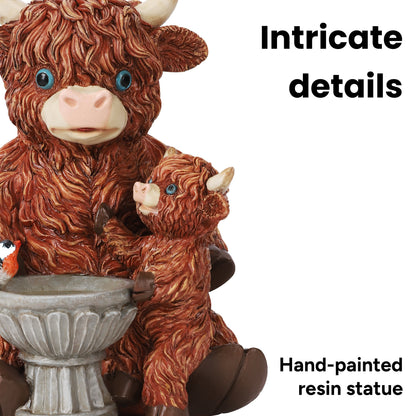 Meadow Mama & Calf Outdoor Solar Garden Statue with Integrated LED Lantern