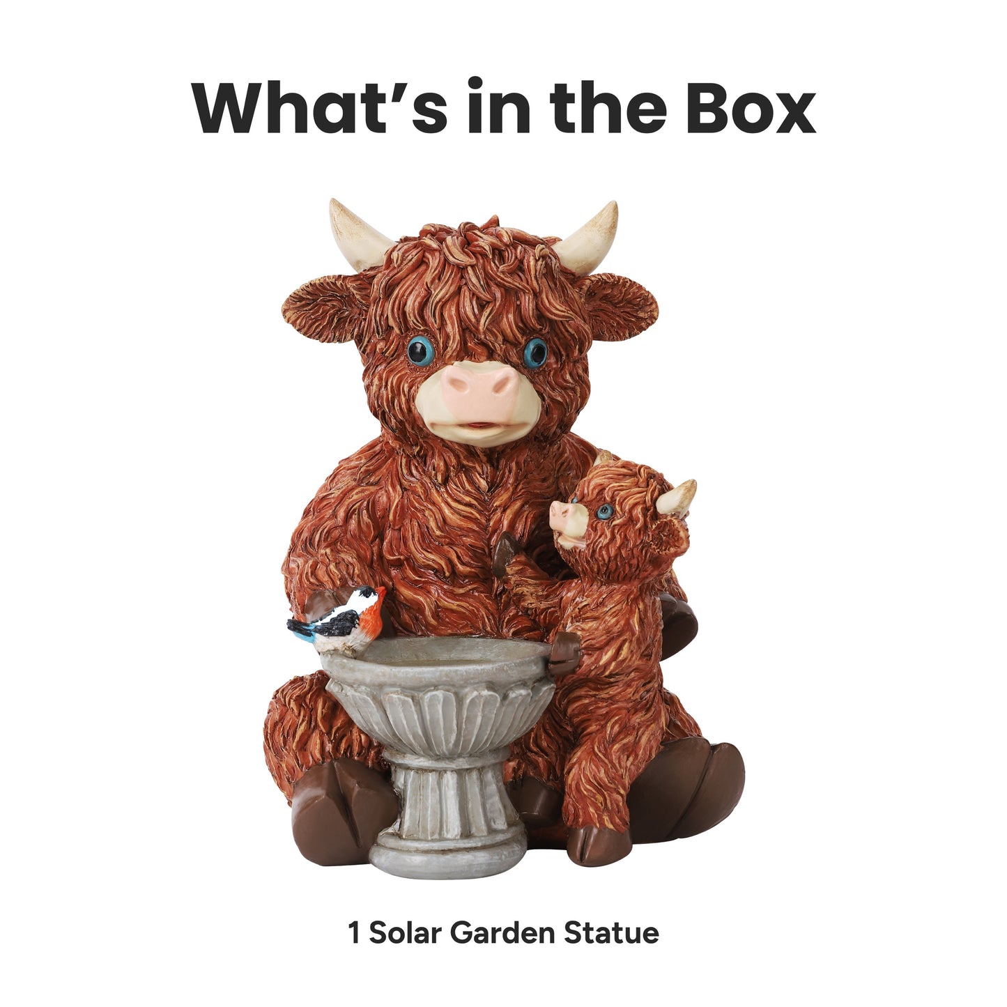 Meadow Mama & Calf Outdoor Solar Garden Statue with Integrated LED Lantern