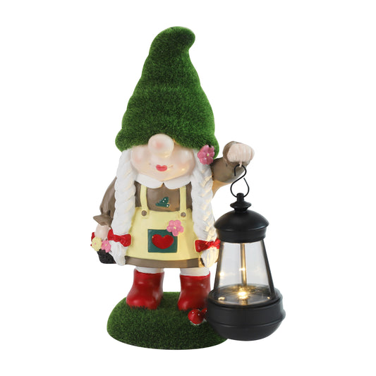 Gartenlicht Greta Outdoor Solar Lantern Gnome Statue with Integrated LED Lantern