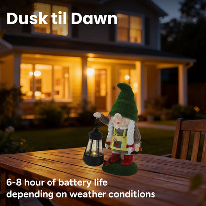 Gartenlicht Greta Outdoor Solar Lantern Gnome Statue with Integrated LED Lantern