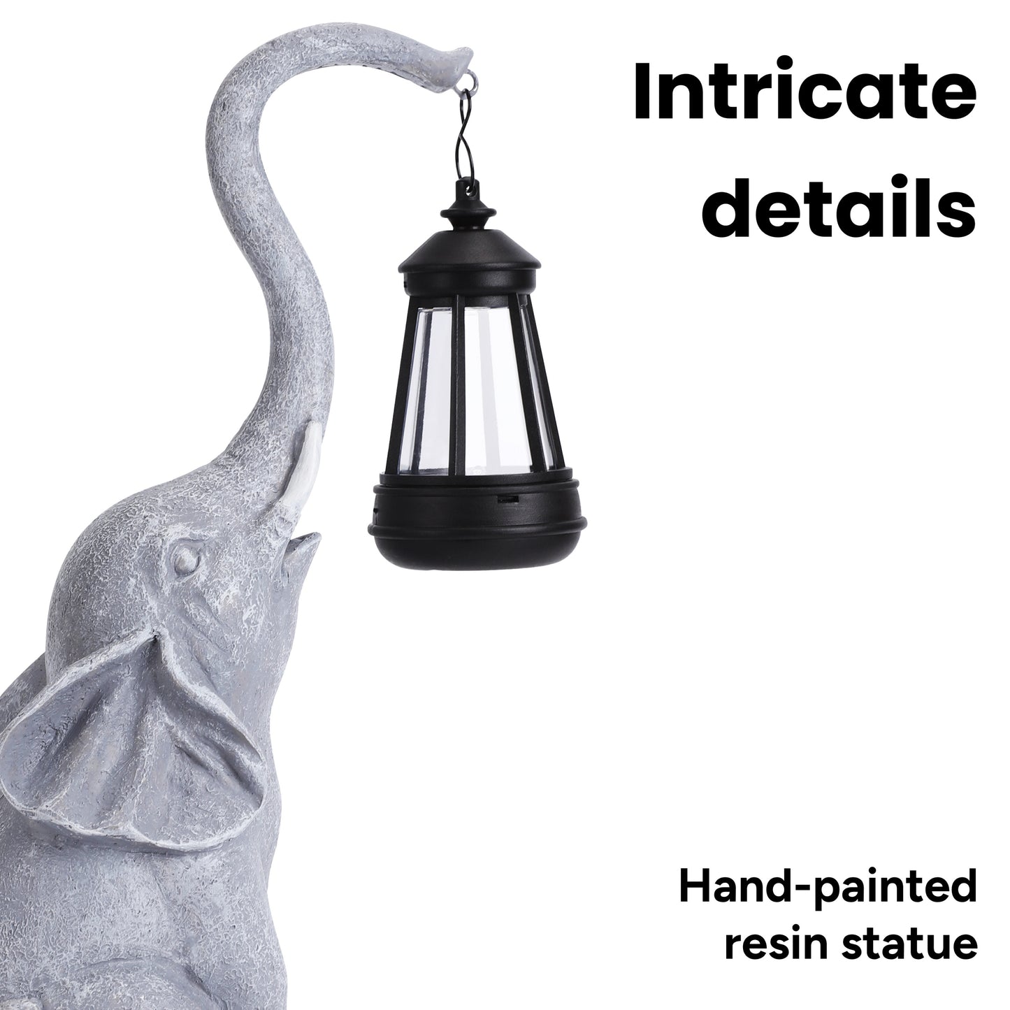 Sunny the Elephant Outdoor Solar Garden Statue with Integrated LED Lantern
