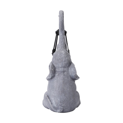 Sunny the Elephant Outdoor Solar Garden Statue with Integrated LED Lantern