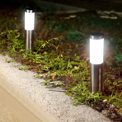 Techko Stainless Steel Outdoor Solar Bollard Path Lights (2-pack)