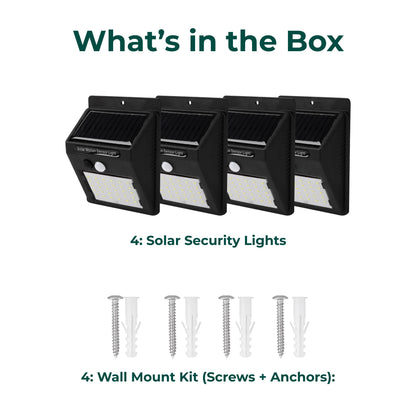 Solar Security Wall Lights with Motion Sensor – Small (4-pack)