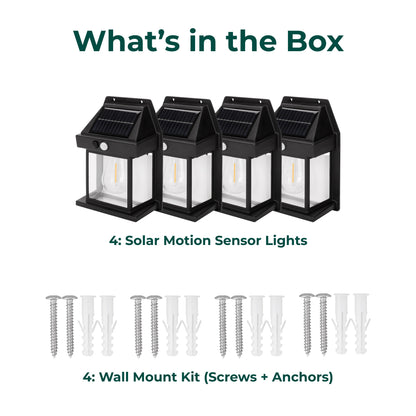 Solar Single Bulb Wall Light with Motion Sensor (4-pack)