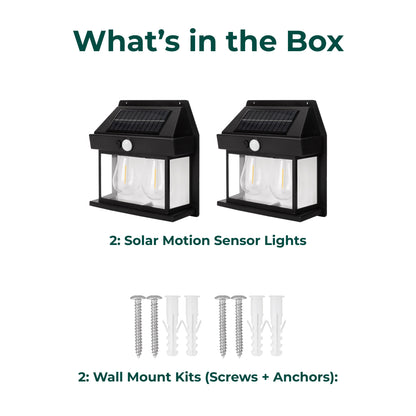 Solar Dual Bulb Wall Light with Motion Sensor (2-pack)