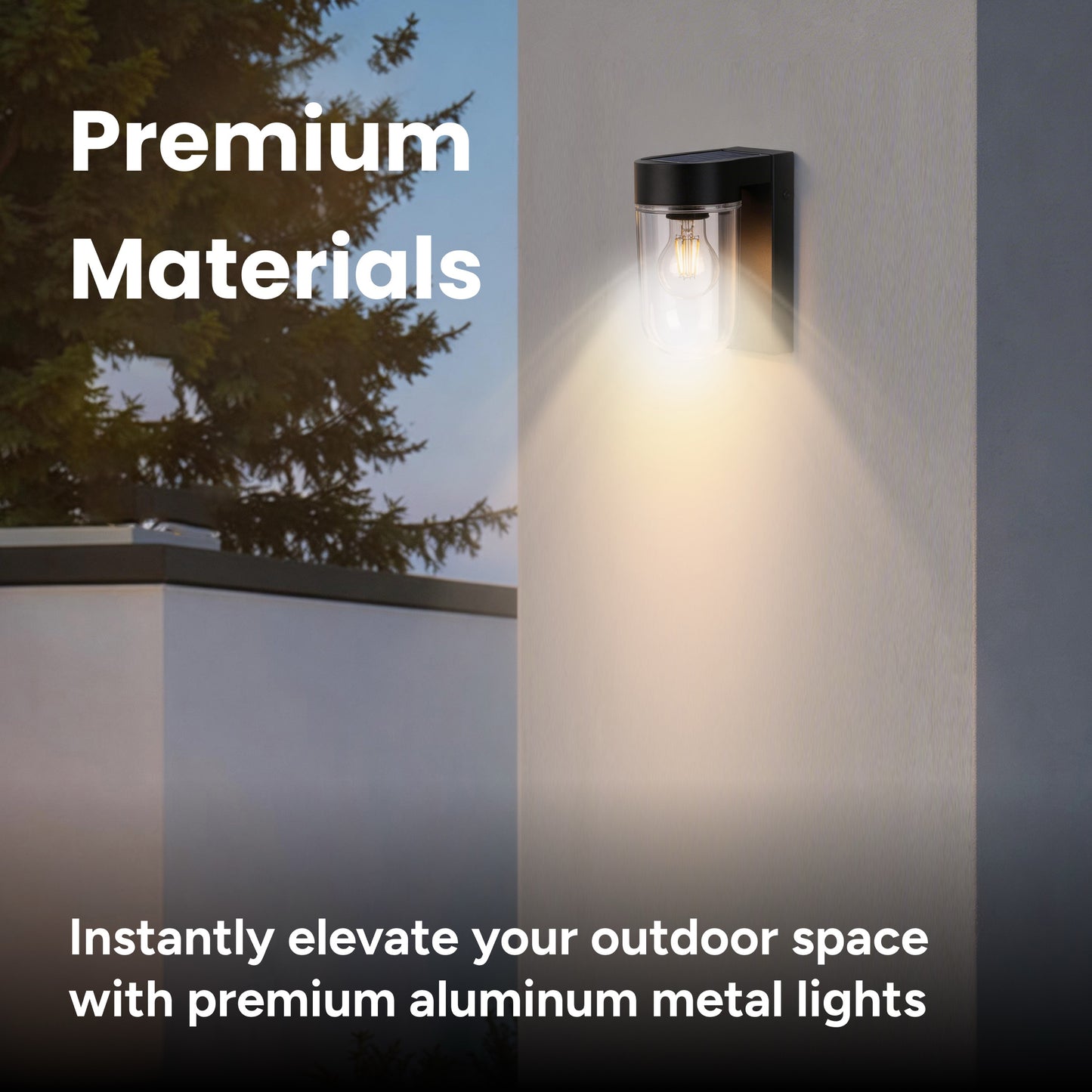 Outdoor Solar Aluminum Motion Sensor Wall Sconce with Edison Bulb & Carbon Trim