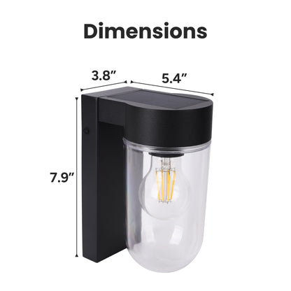 Outdoor Solar Aluminum Motion Sensor Wall Sconce with Edison Bulb & Carbon Trim