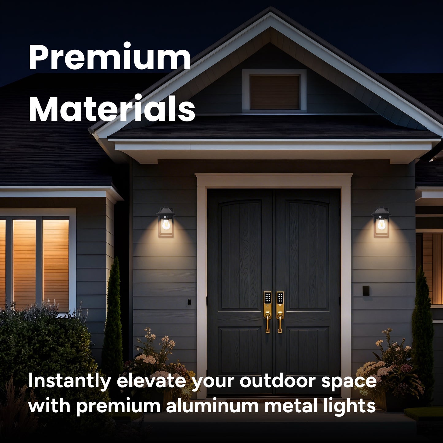 Outdoor Solar Pagoda Aluminum Motion Sensor Wall Sconce with Motion Sensor & Carbon Trim