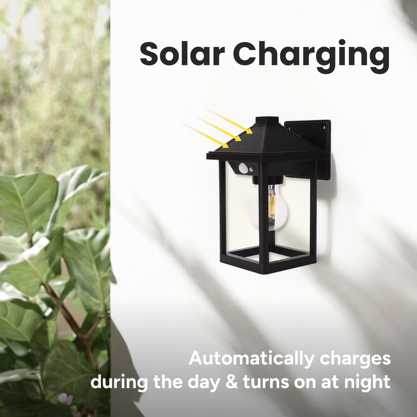 Outdoor Solar Pagoda Aluminum Motion Sensor Wall Sconce with Motion Sensor & Carbon Trim