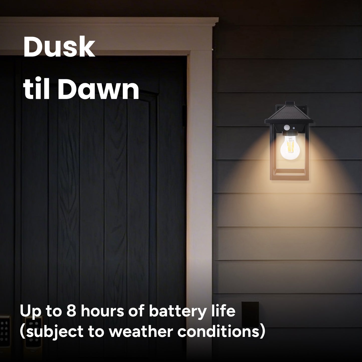 Outdoor Solar Pagoda Aluminum Motion Sensor Wall Sconce with Motion Sensor & Carbon Trim
