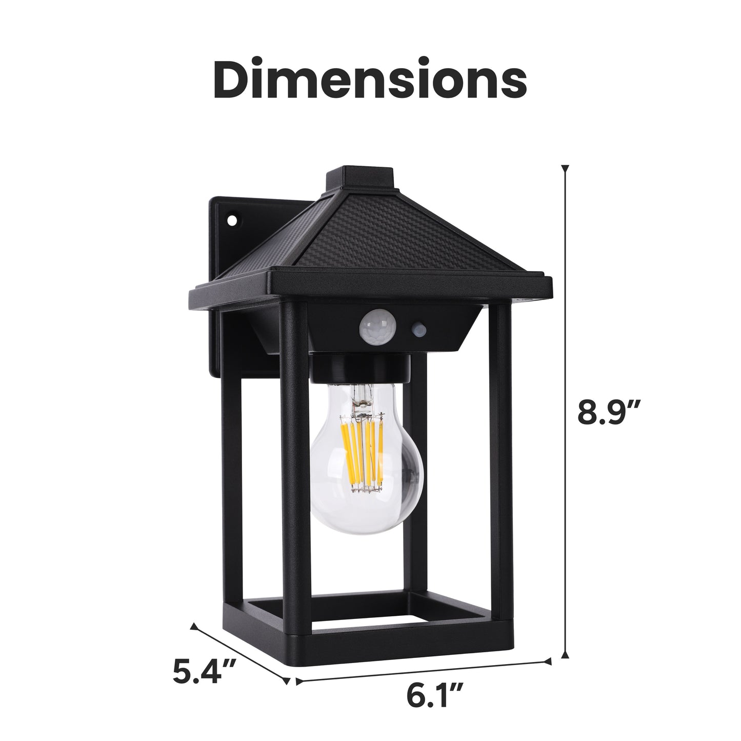 Outdoor Solar Pagoda Aluminum Motion Sensor Wall Sconce with Motion Sensor & Carbon Trim