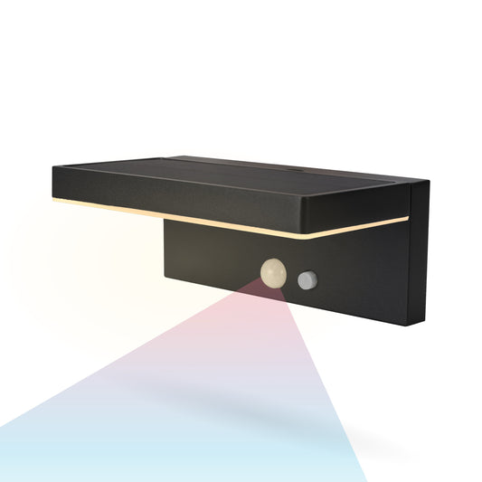 Outdoor Solar Aluminum Wall Sconce with Motion Sensor & LED Lightbar