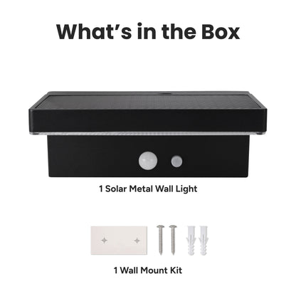 Outdoor Solar Aluminum Wall Sconce with Motion Sensor & LED Lightbar