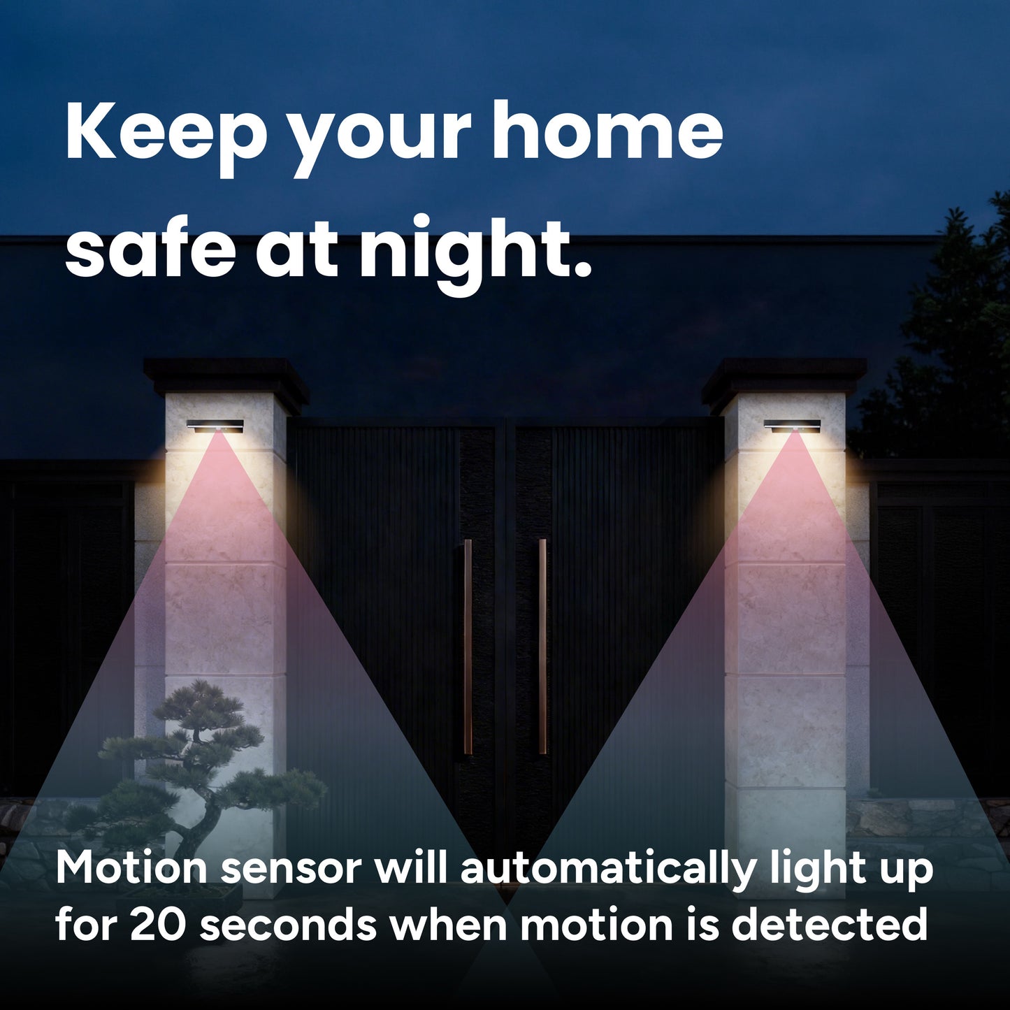 Outdoor Solar Aluminum Wall and Fence Light with Motion Sensor
