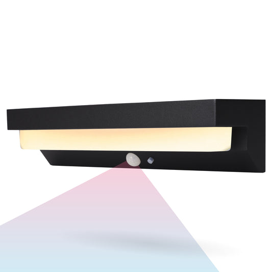 Outdoor Solar Aluminum Long Wall Sconce with Motion Sensor & LED Lightbar