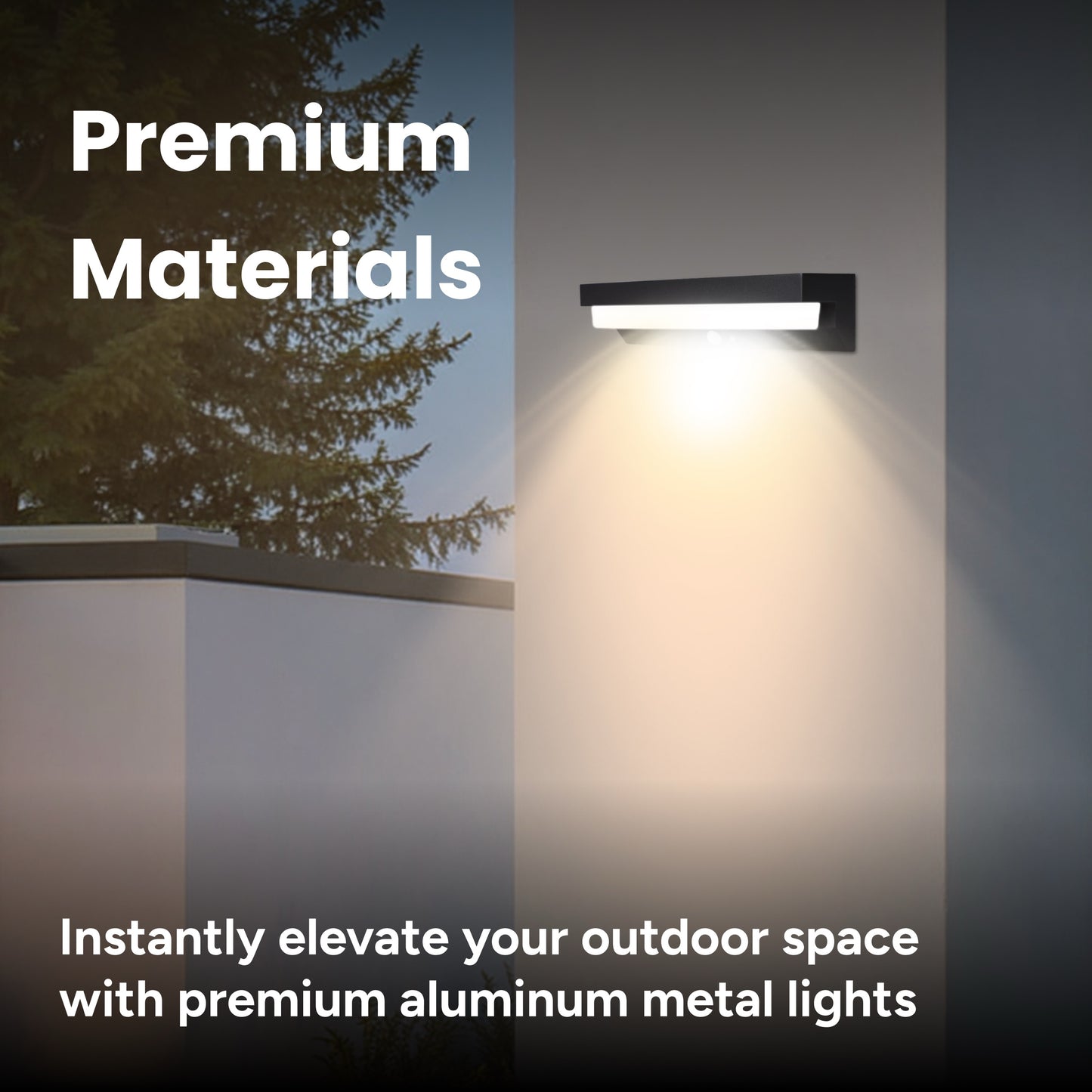 Outdoor Solar Aluminum Long Wall Sconce with Motion Sensor & LED Lightbar