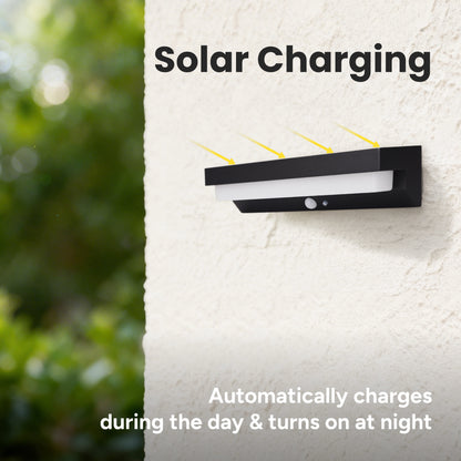 Outdoor Solar Aluminum Long Wall Sconce with Motion Sensor & LED Lightbar
