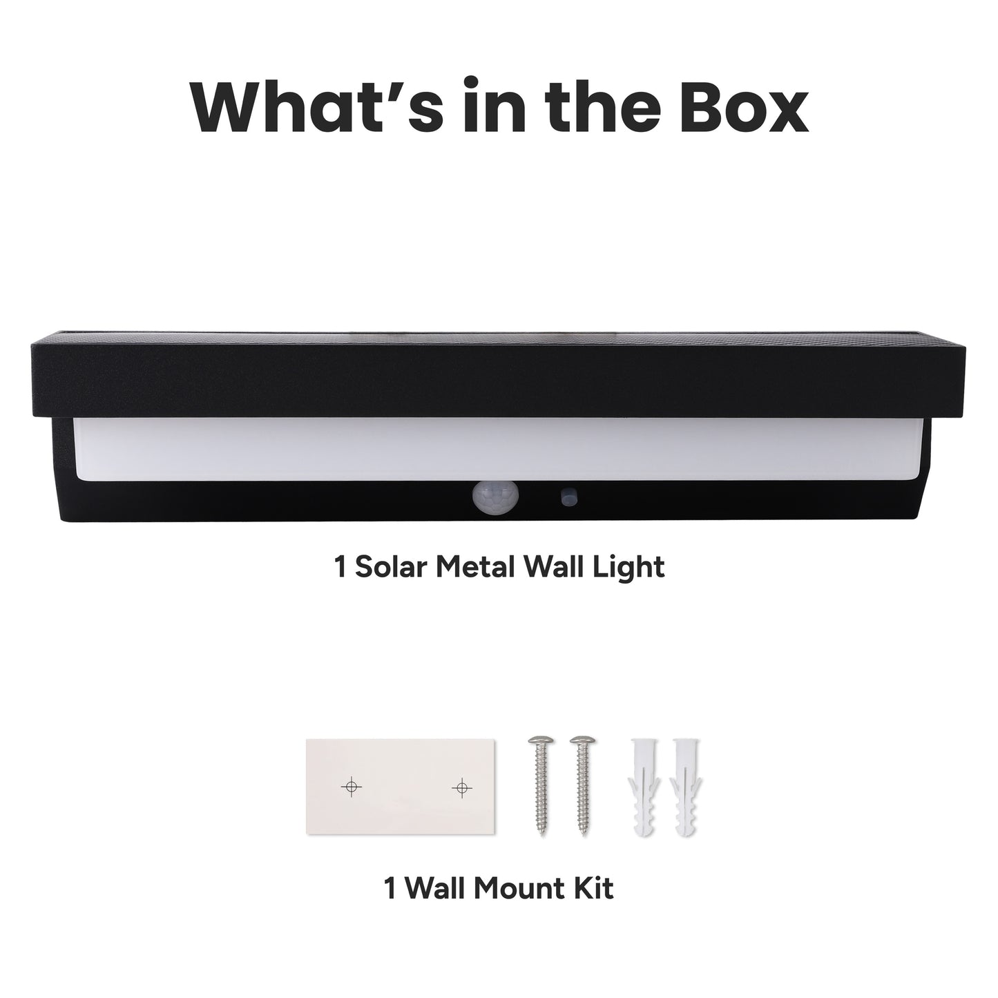 Outdoor Solar Aluminum Long Wall Sconce with Motion Sensor & LED Lightbar