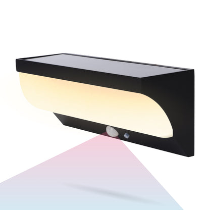 Outdoor Solar Aluminum Rounded Wall Sconce with Motion Sensor & LED Lightbar