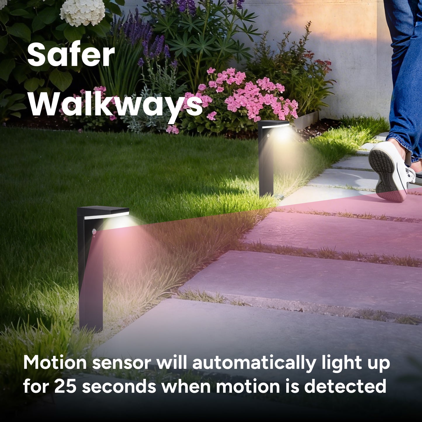 Outdoor Solar Aluminum L-Shaped Pathway Light with Motion Sensor