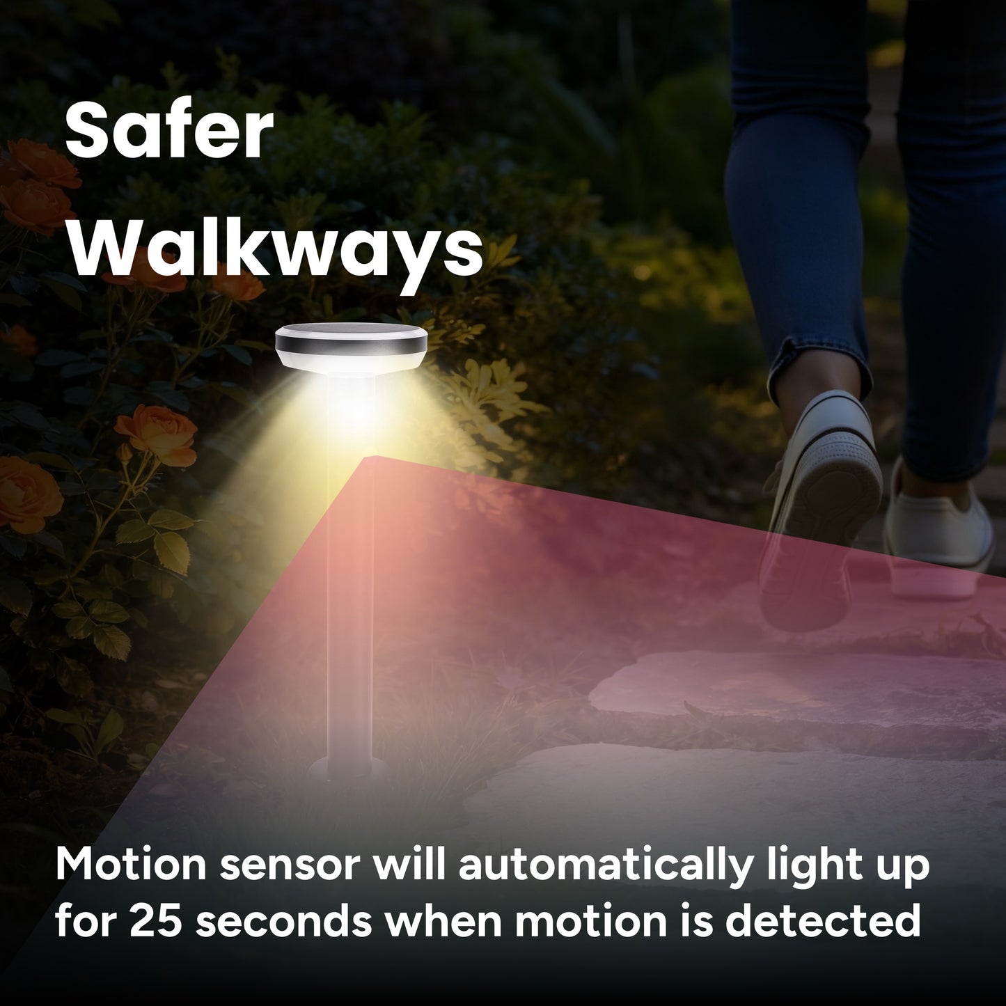 Outdoor Solar Aluminum Round Pathway Light with Motion Detection