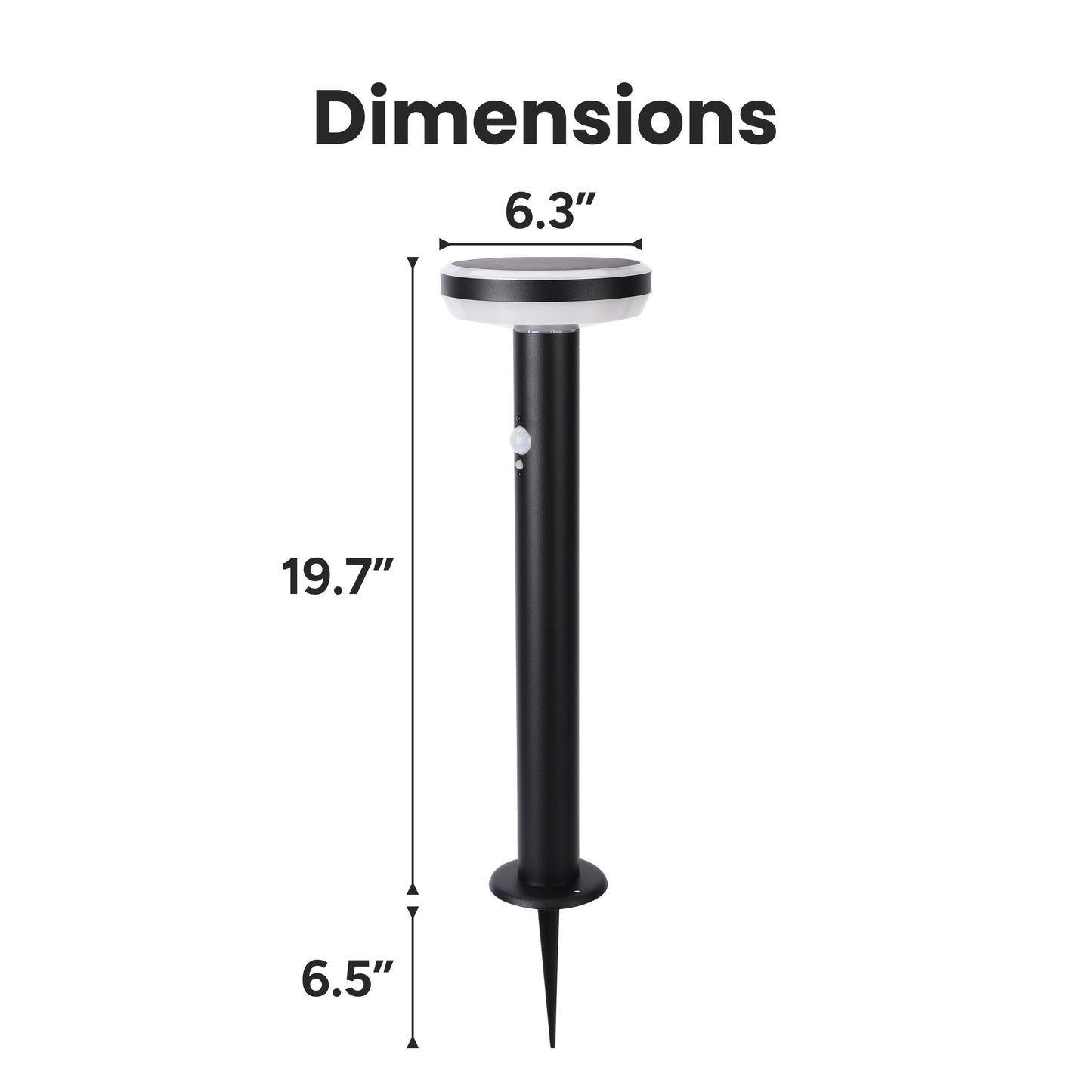 Outdoor Solar Aluminum Round Pathway Light with Motion Detection