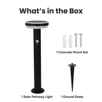 Outdoor Solar Aluminum Round Pathway Light with Motion Detection