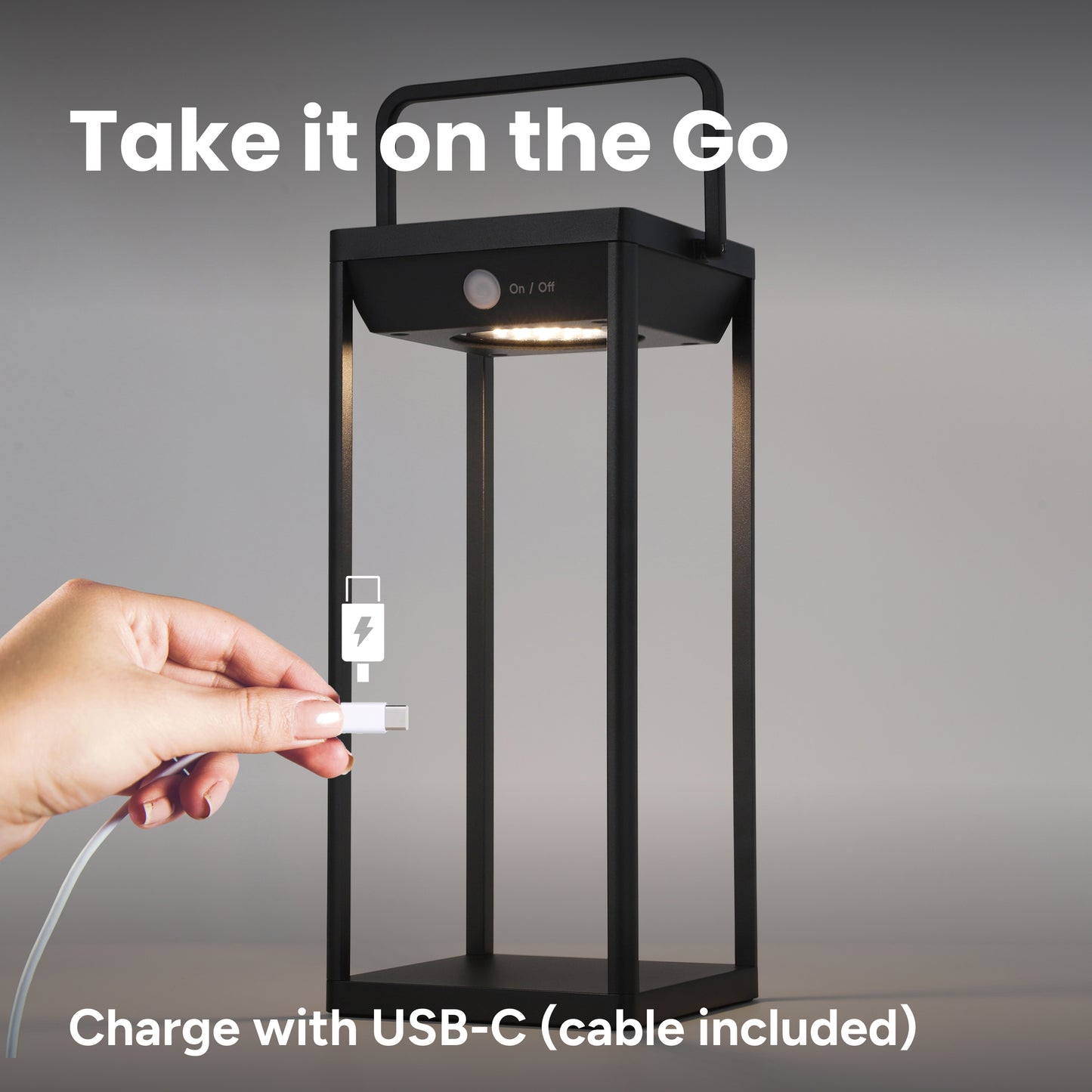 Solar Premium Large Metal Lantern w/ USB Charging
