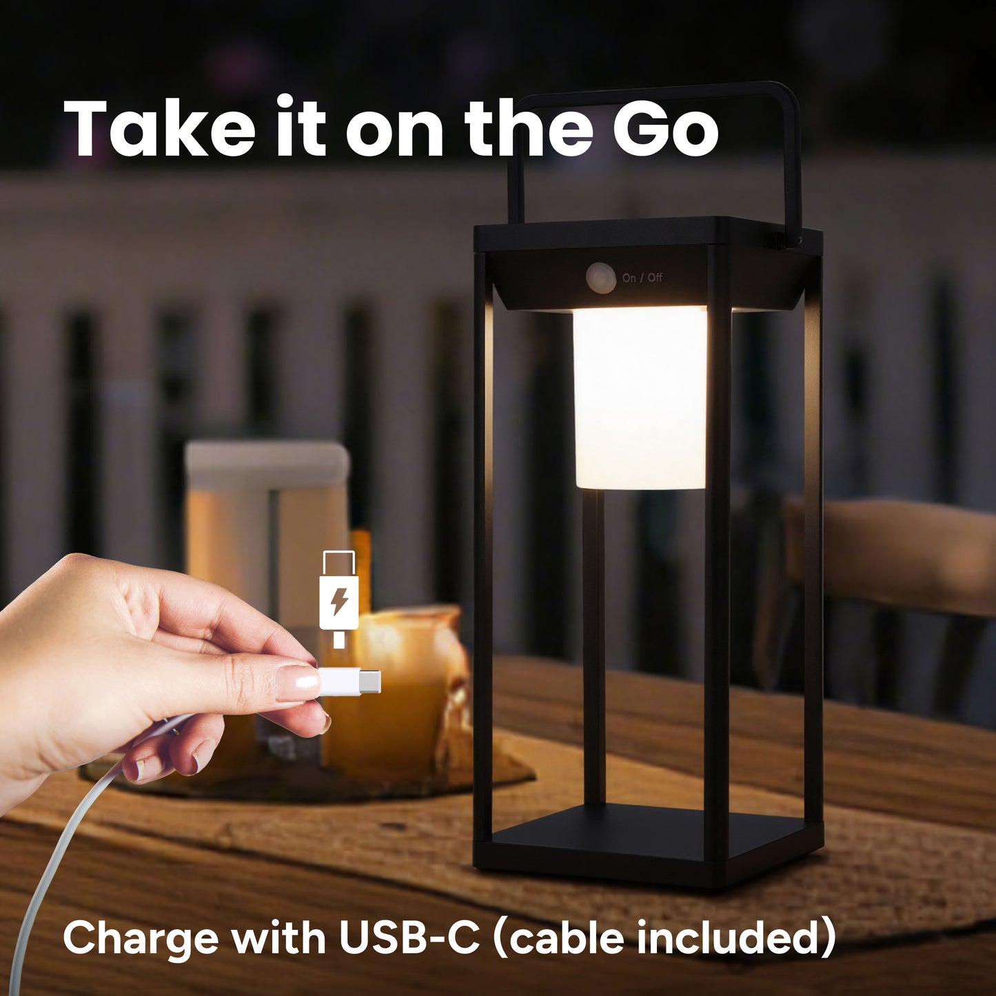 Solar Premium Large Metal LED Core Lantern w/ USB Charging