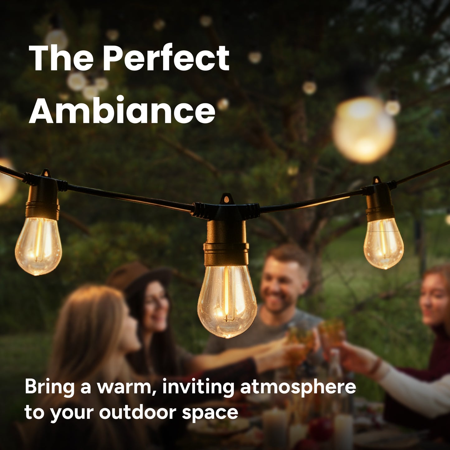 Outdoor Patio 15-Bulb LED String Lights - 48ft