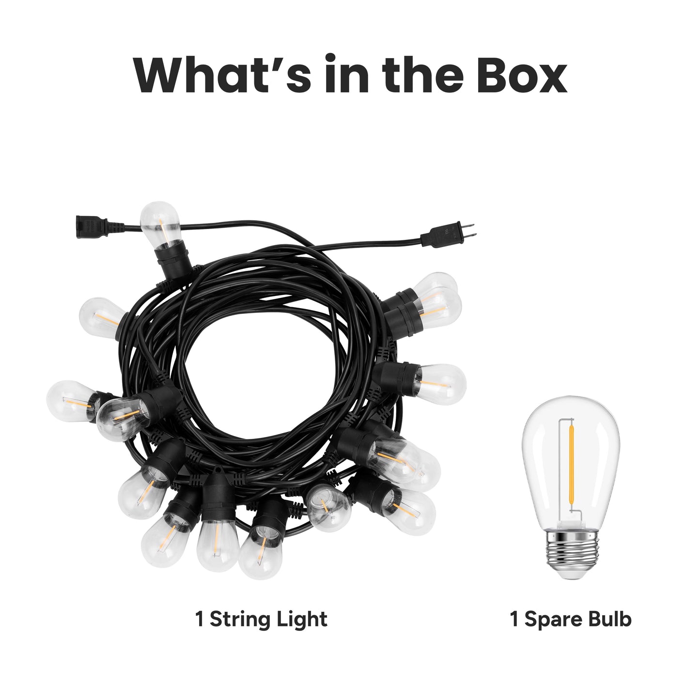 Outdoor Patio 15-Bulb LED String Lights - 48ft