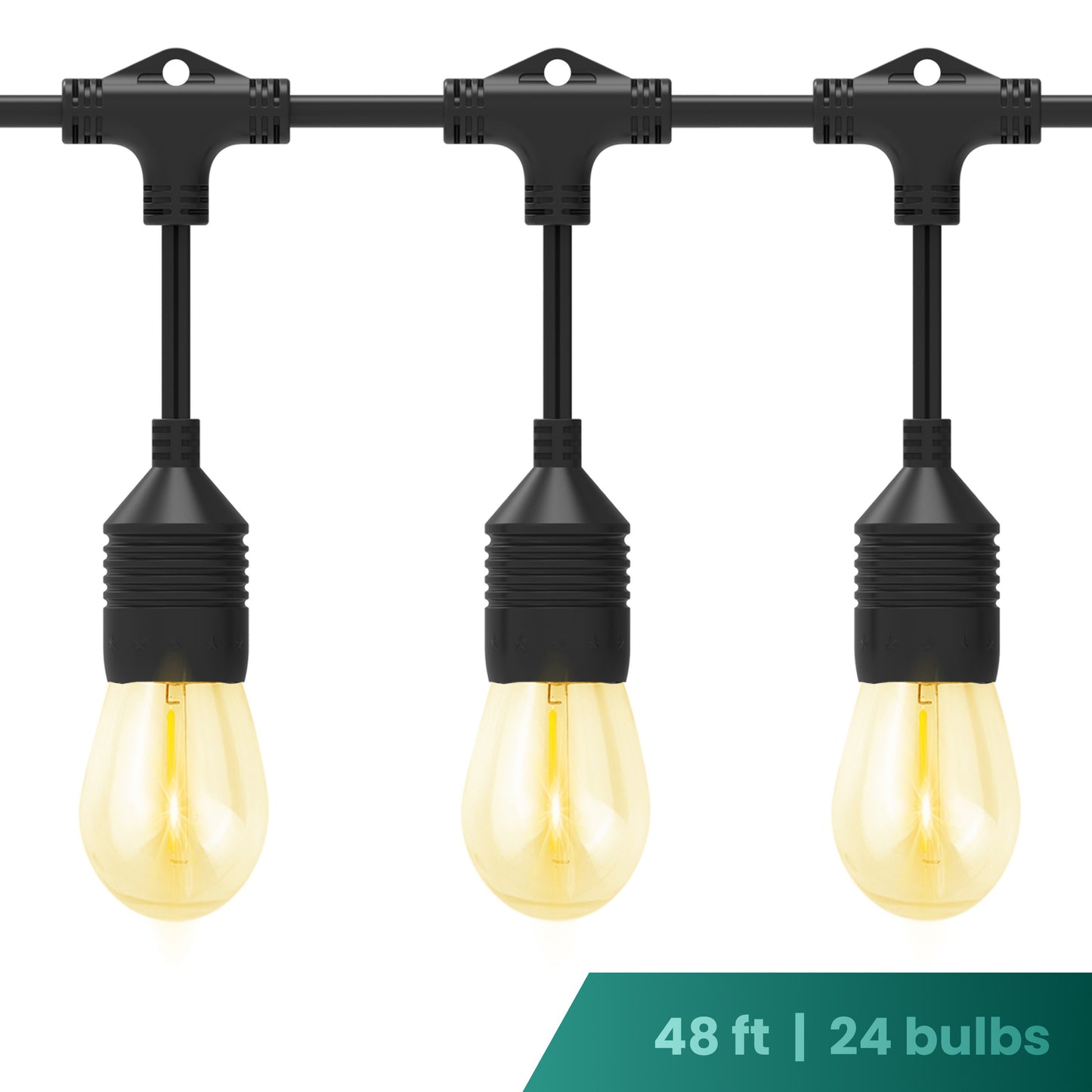 Outdoor Patio 24-Bulb LED String Lights - 48ft