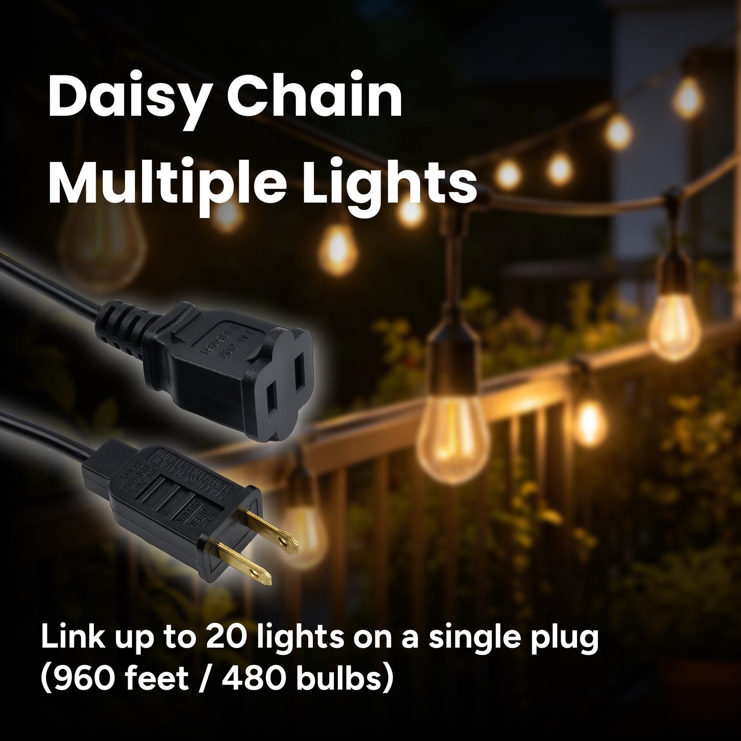 Outdoor Patio 24-Bulb LED String Lights - 48ft