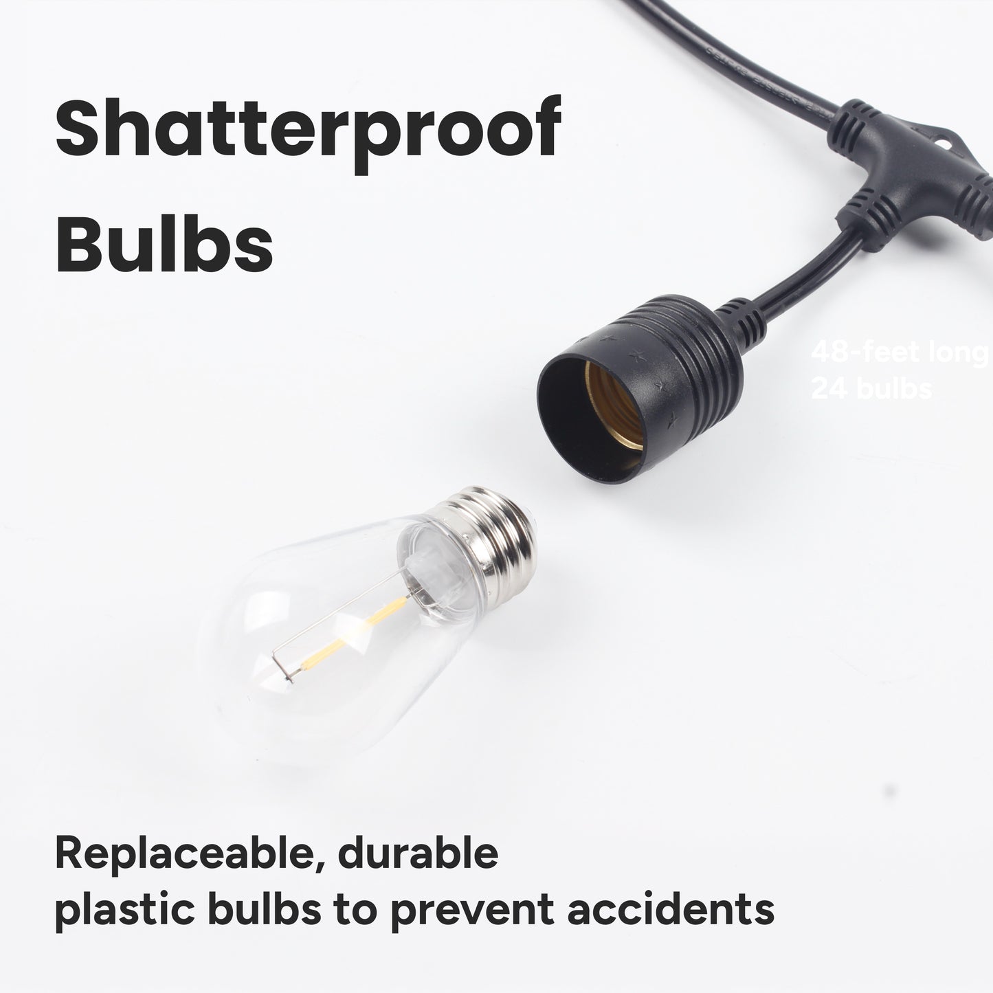 Outdoor Patio 24-Bulb LED String Lights - 48ft