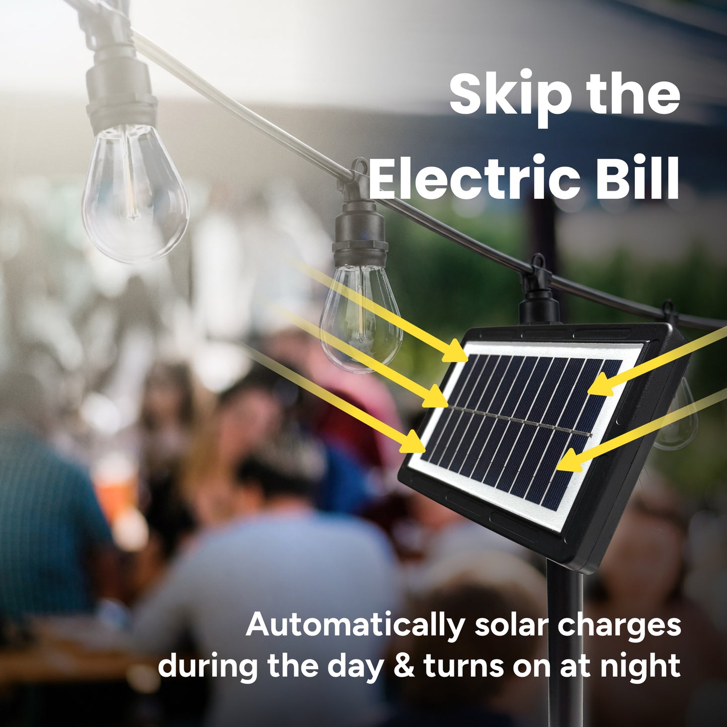 Solar 10-Bulb LED String Lights - 29ft w/ USB Charging