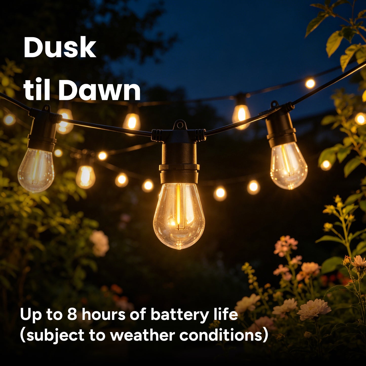 Solar 10-Bulb LED String Lights - 29ft w/ USB Charging