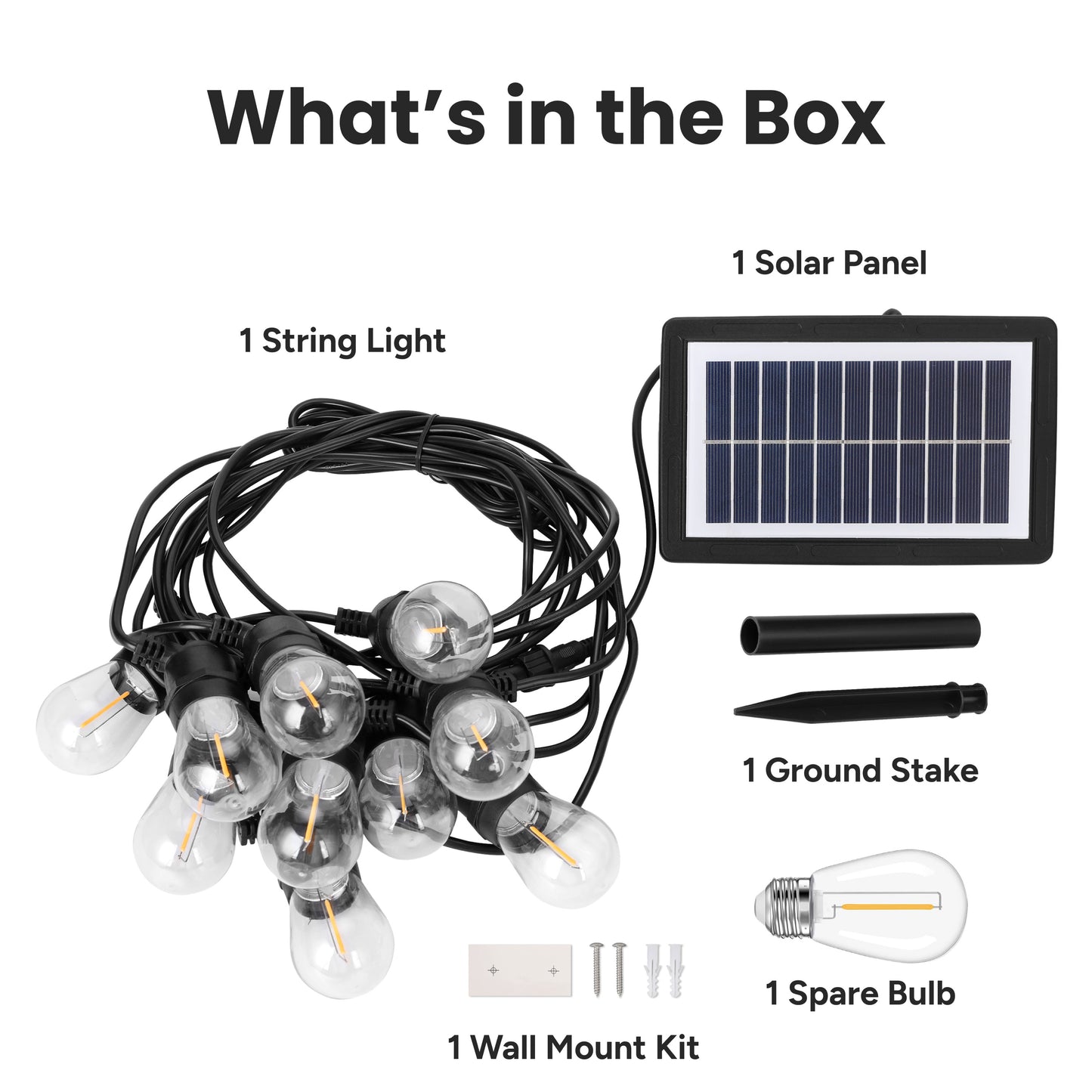 Solar 10-Bulb LED String Lights - 29ft w/ USB Charging