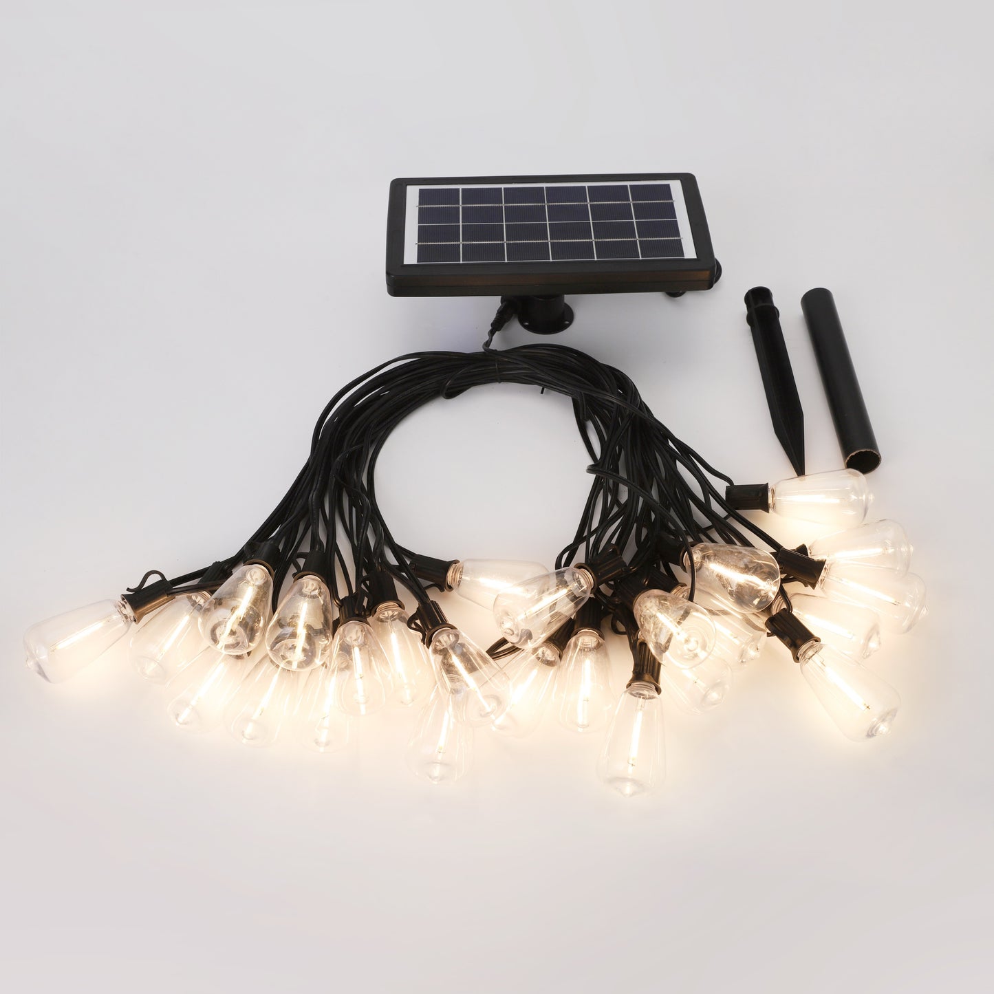 Solar 25-Bulb LED String Lights - 52ft w/ USB Charging