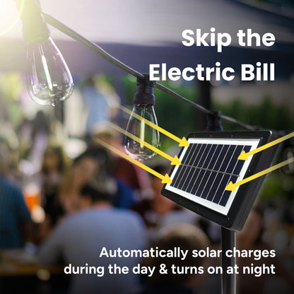 Solar 25-Bulb LED String Lights - 52ft w/ USB Charging