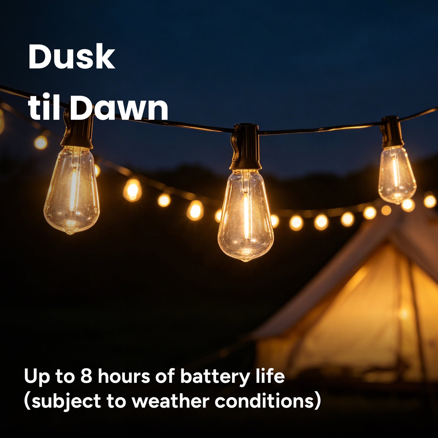 Solar 25-Bulb LED String Lights - 52ft w/ USB Charging