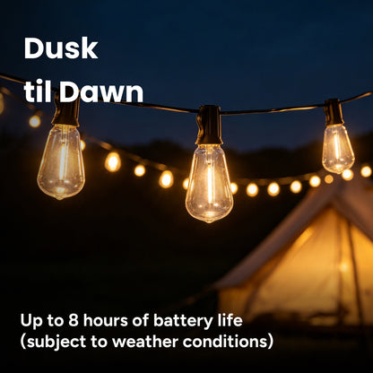 Solar 25-Bulb LED String Lights - 52ft w/ USB Charging