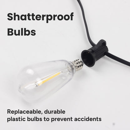 Solar 25-Bulb LED String Lights - 52ft w/ USB Charging