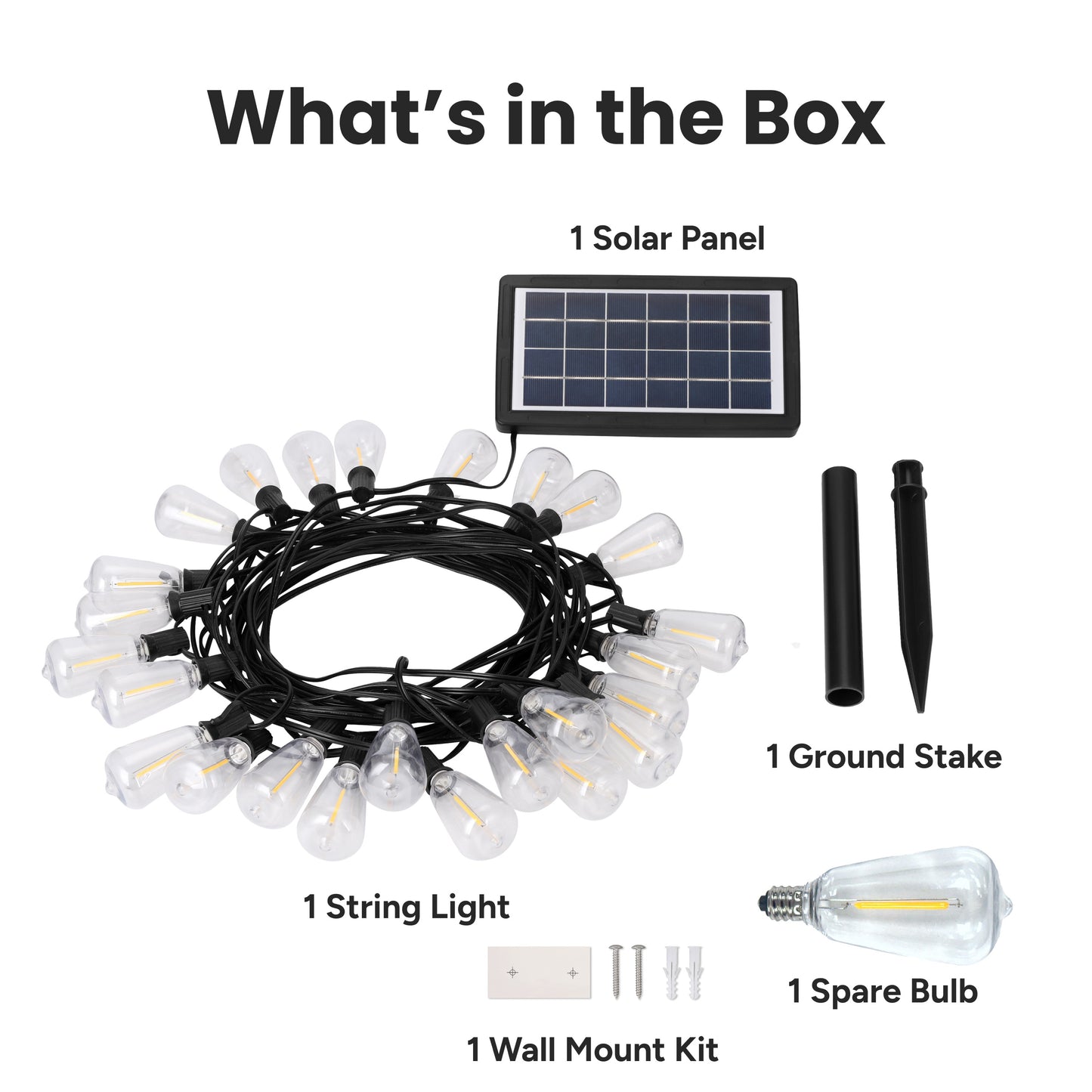 Solar 25-Bulb LED String Lights - 52ft w/ USB Charging