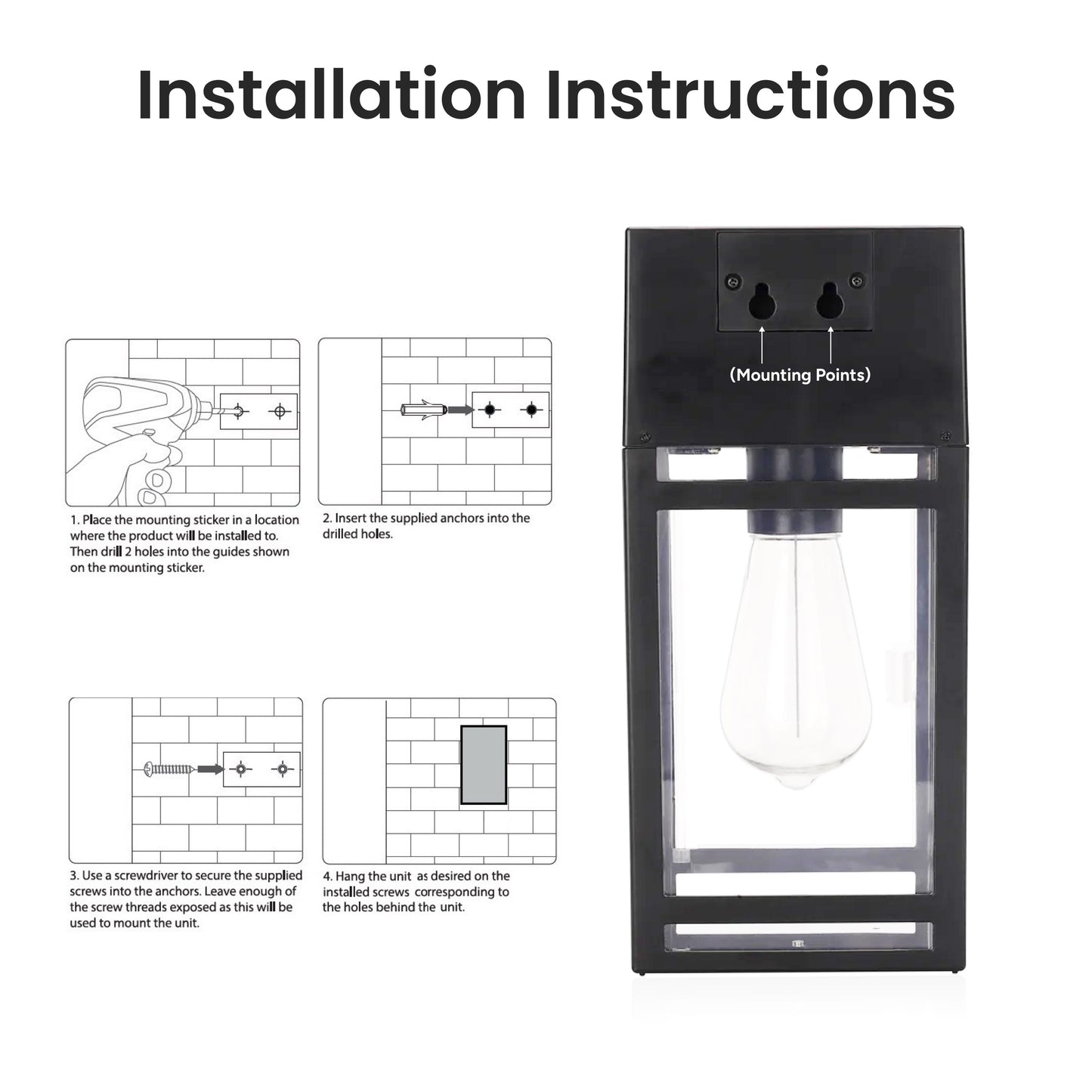 Solar Wall Lantern Model (Clear Panel)