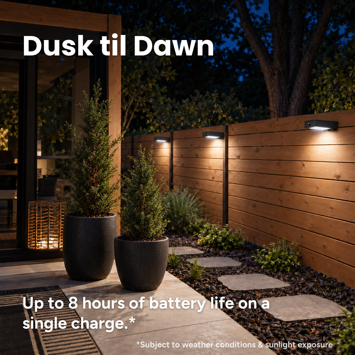 Techko Solar Motion Rectangle Lamphead Downlight Wall Light