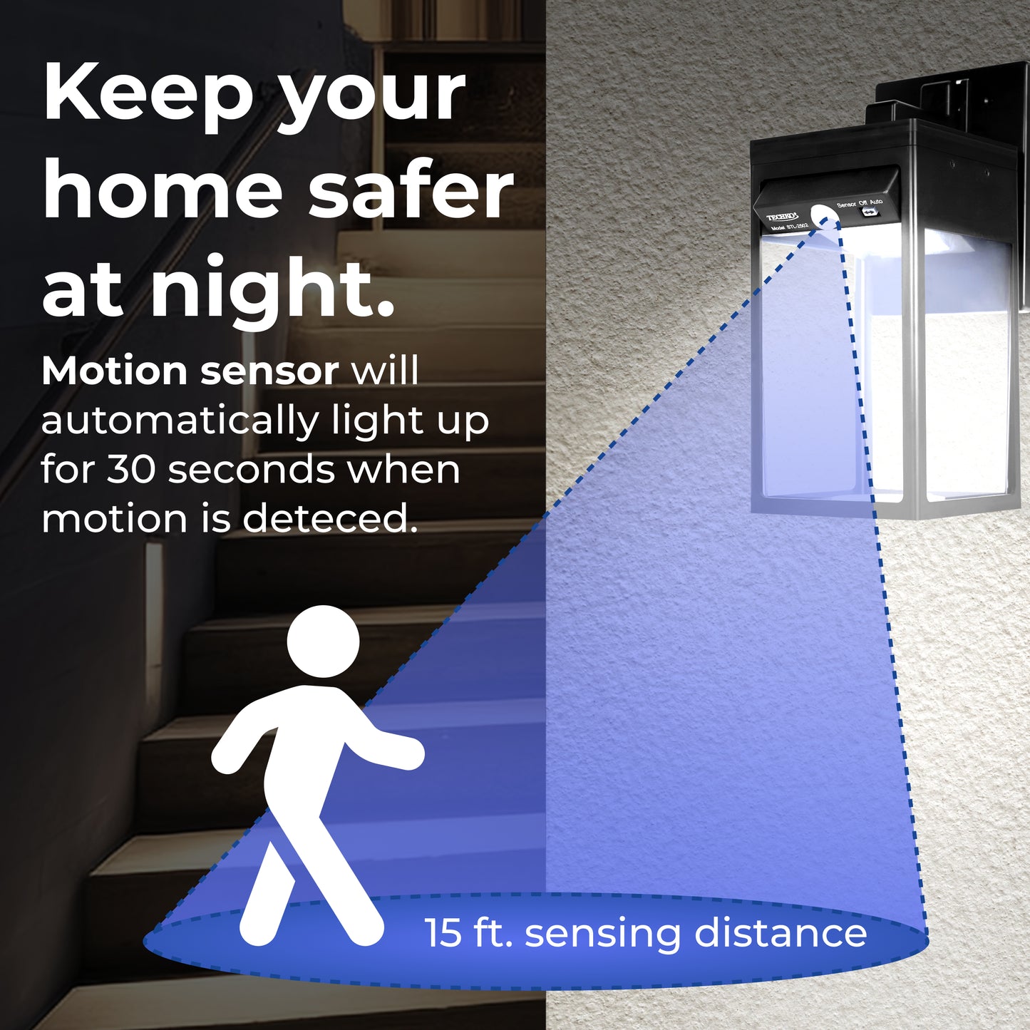 Solar Wall Light Sconce with Motion Sensor - Minimal Modern Style