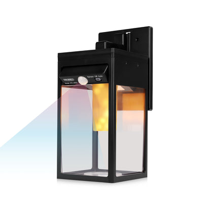 Solar Wall Sconce Lantern w/ Flame Effect