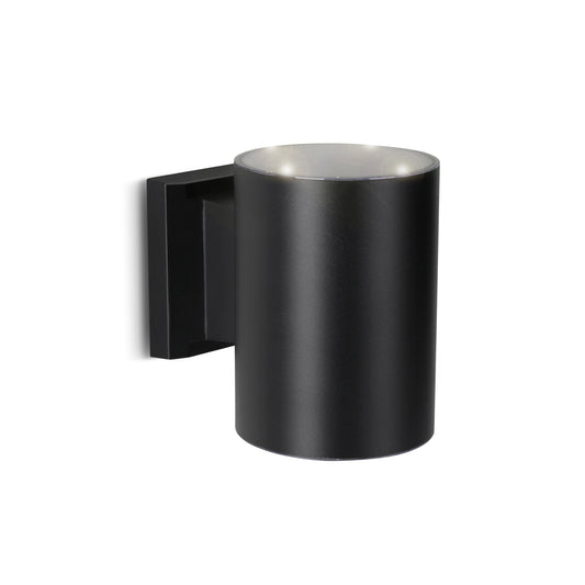 Outdoor Solar Wall Light Cylinder Aluminum Metal Black Sconce, Modern Light Fixture